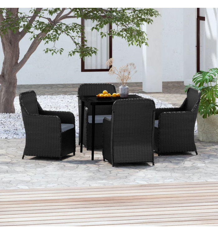 Ensemble à manger de jardin avec coussins 5 pcs Noir | Mobilier & Déco