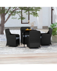Ensemble à manger de jardin avec coussins 5 pcs Noir | Mobilier & Déco