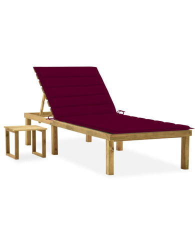 Chaise longue de jardin avec table et coussin Pin imprégné | Mobilier & Déco