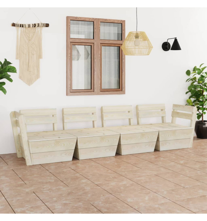 Canapé palette à 4 places de jardin Bois d'épicéa imprégné | Mobilier & Déco