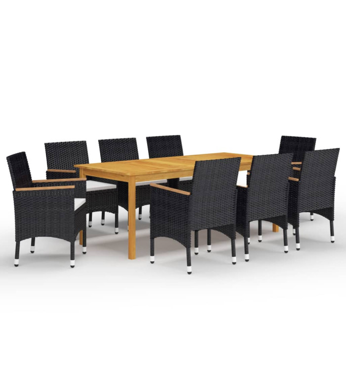 Ensemble à manger de jardin 9 pcs Noir | Mobilier & Déco