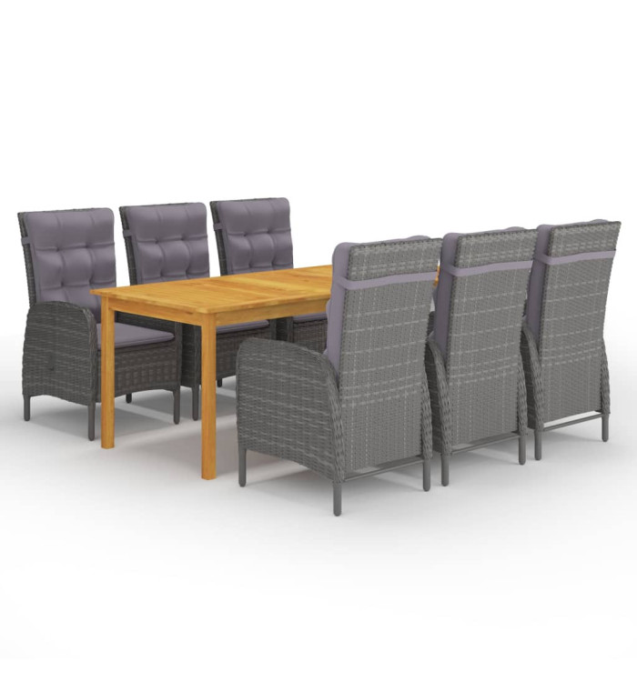 Ensemble à manger de jardin 7 pcs Gris | Mobilier & Déco