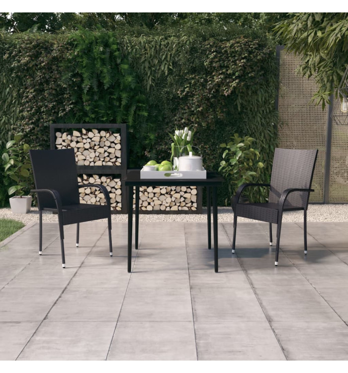 Ensemble à manger de jardin 3 pcs Noir | Mobilier & Déco