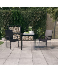 Ensemble à manger de jardin 3 pcs Noir | Mobilier & Déco