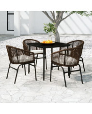 Ensemble à manger de jardin 5 pcs Marron | Mobilier & Déco