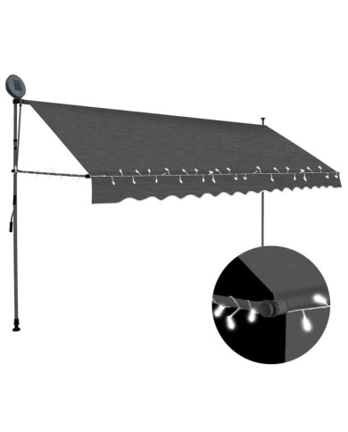 Auvent manuel rétractable avec LED 350 cm Anthracite | Mobilier & Déco