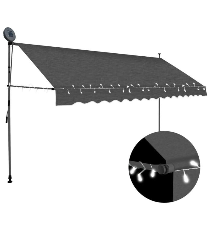 Auvent manuel rétractable avec LED 350 cm Anthracite | Mobilier & Déco