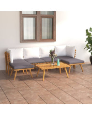 Salon de jardin 7 pcs avec coussins Bois d'acacia solide | Mobilier & Déco