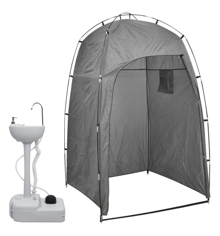 Support de lavage des mains de camping portable avec tente 20 L | Mobilier & Déco