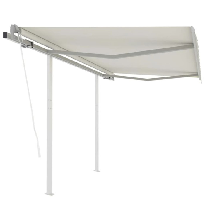 Auvent rétractable automatique avec poteaux 3,5x2,5 m Crème | Mobilier & Déco