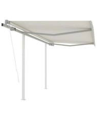 Auvent rétractable automatique avec poteaux 3,5x2,5 m Crème | Mobilier & Déco