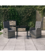 Ensemble à manger de jardin avec coussins 3 pcs Gris | Mobilier & Déco