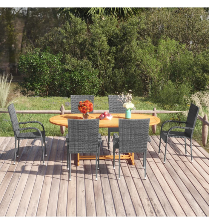 Ensemble à manger de jardin 7 pcs Résine tressée Gris | Mobilier & Déco