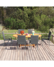 Ensemble à manger de jardin 7 pcs Résine tressée Gris | Mobilier & Déco