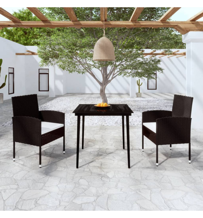 Ensemble à manger de jardin 3 pcs Noir | Mobilier & Déco