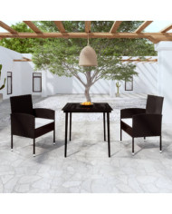 Ensemble à manger de jardin 3 pcs Noir | Mobilier & Déco