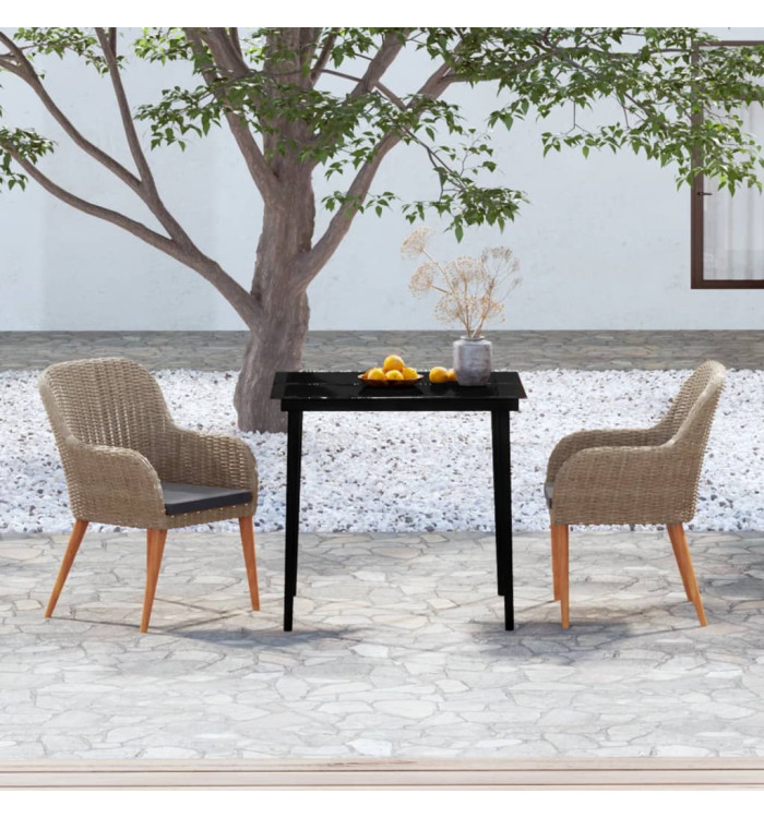 Ensemble à manger de jardin avec coussins 3 pcs marron | Mobilier & Déco