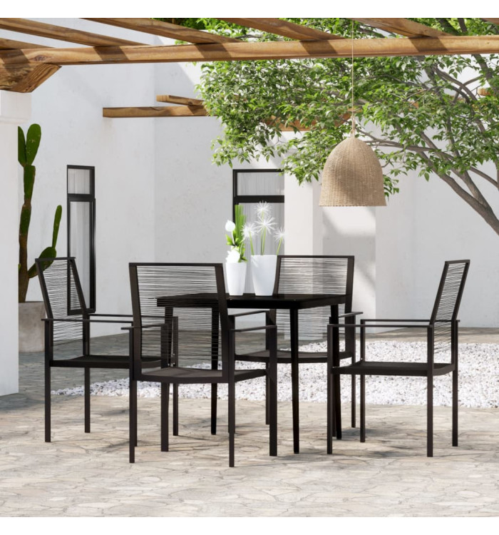Ensemble à manger de jardin 5 pcs Noir | Mobilier & Déco