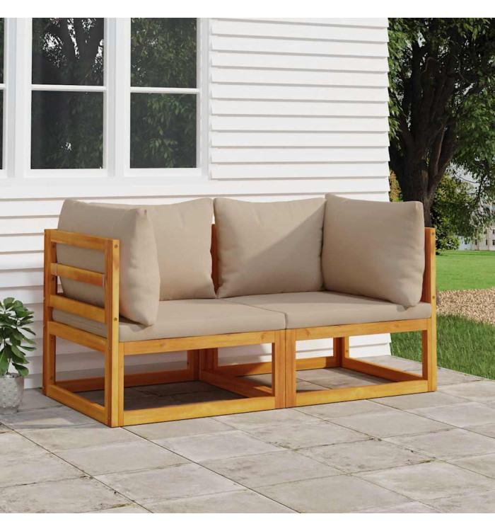 Canapés d'angle sectionnels 2 pcs coussins taupe Bois acacia | Mobilier & Déco