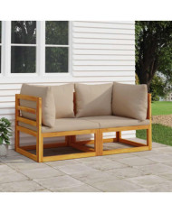 Canapés d'angle sectionnels 2 pcs coussins taupe Bois acacia | Mobilier & Déco