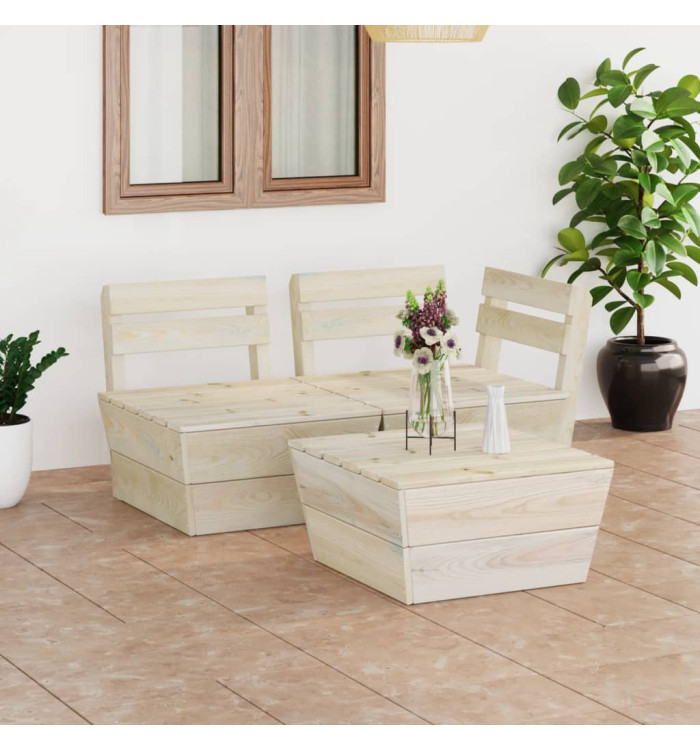 Salon de jardin palette 3 pcs Bois d'épicéa imprégné | Mobilier & Déco