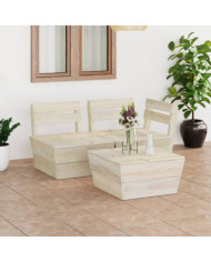 Salon de jardin palette 3 pcs Bois d'épicéa imprégné | Mobilier & Déco
