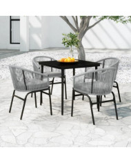 Ensemble à manger de jardin 5 pcs Gris | Mobilier & Déco