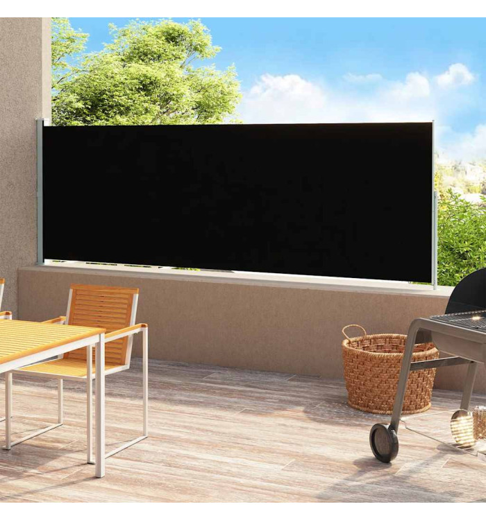 Auvent latéral rétractable de patio 220x500 cm Noir | Mobilier & Déco