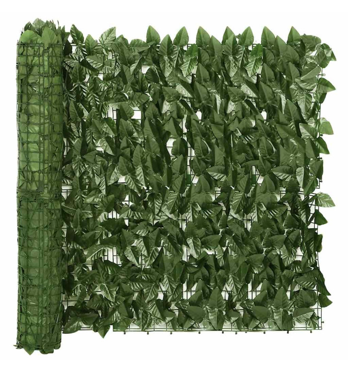 Écran de balcon avec feuilles vert foncé 300x75 cm | Mobilier & Déco