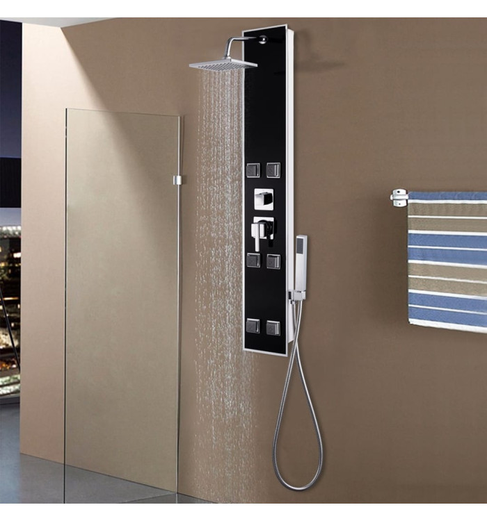 Panneau de douche Verre 18 x 42,1 x 120 cm Noir | Mobilier & Déco