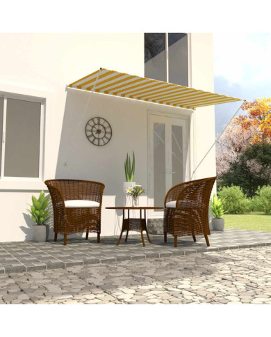 Auvent rétractable 250x150 cm Jaune et blanc | Mobilier & Déco