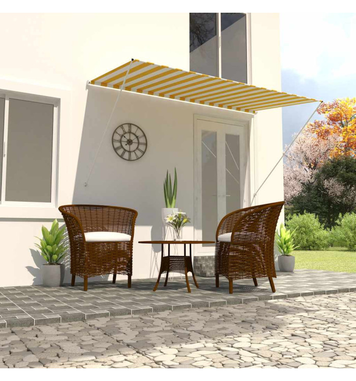 Auvent rétractable 250x150 cm Jaune et blanc | Mobilier & Déco