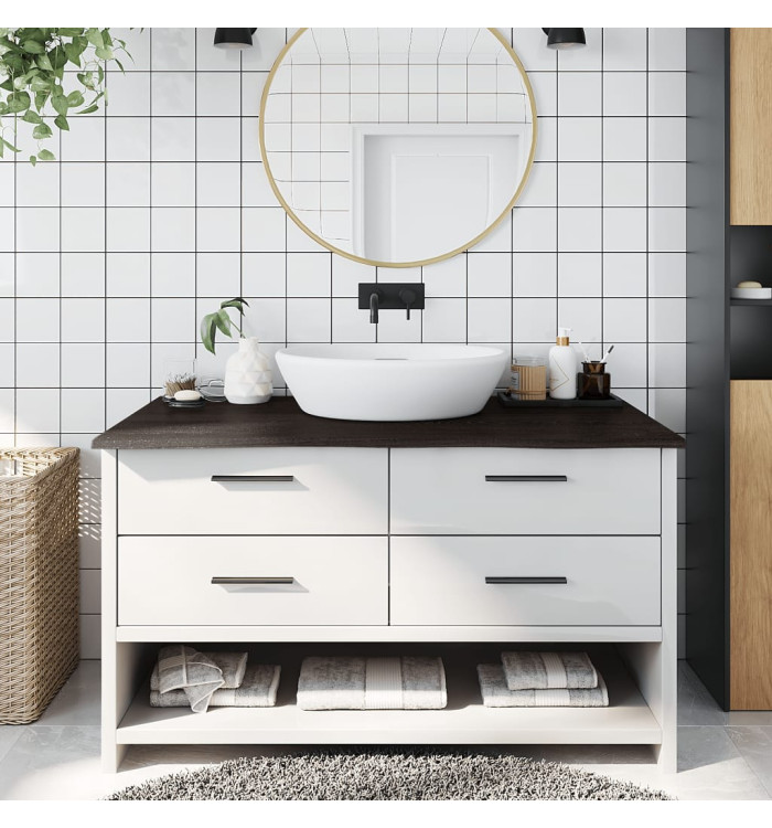 Comptoir de salle de bain marron foncé 100x60x2 cm bois traité | Mobilier & Déco