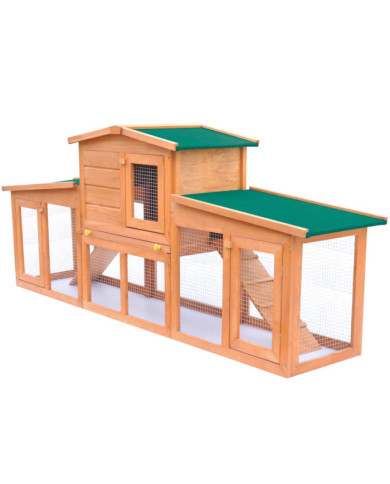 Clapier large pour petits animaux avec toits Bois | Mobilier & Déco