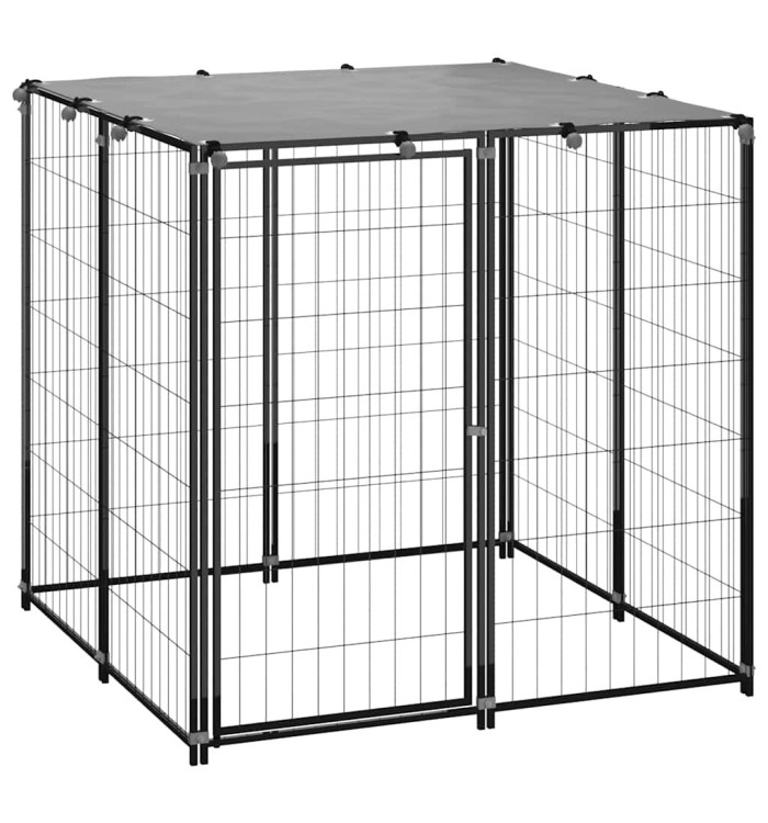 Chenil Noir 110x110x110 cm Acier | Mobilier & Déco