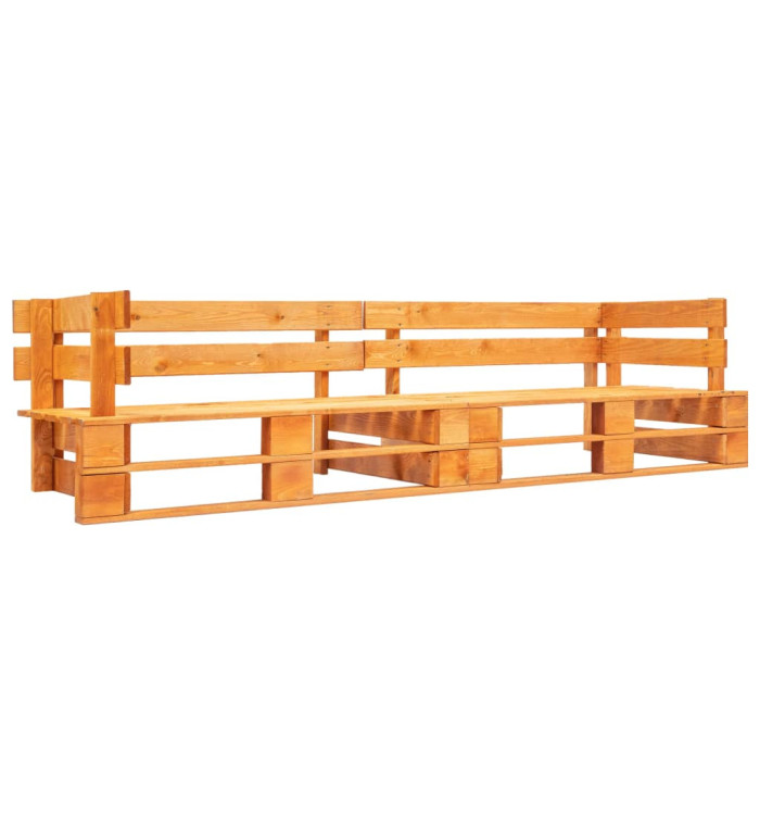 Canapé de jardin palette 2 places marron miel bois | Mobilier & Déco