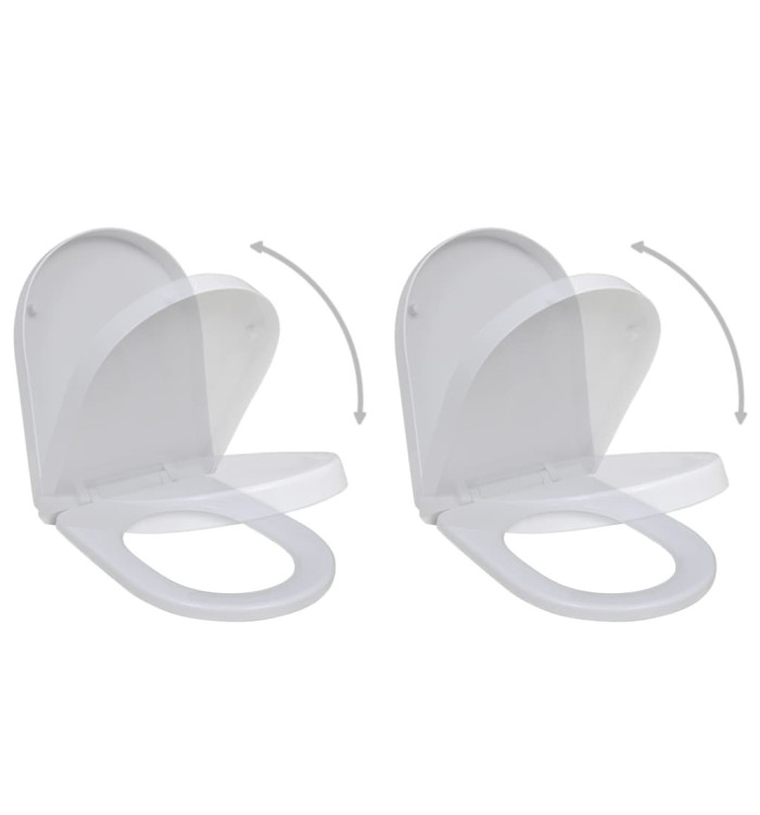 Sièges de toilette avec couvercles 2 pcs Plastique Blanc | Mobilier & Déco