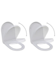 Sièges de toilette avec couvercles 2 pcs Plastique Blanc | Mobilier & Déco