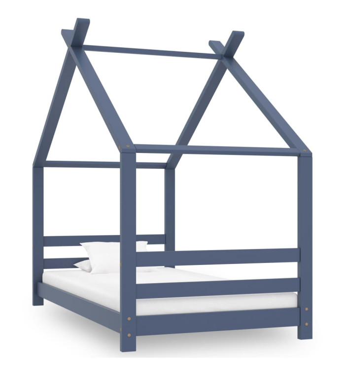 Cadre de lit d'enfant Gris Bois de pin massif 80x160 cm | Mobilier & Déco