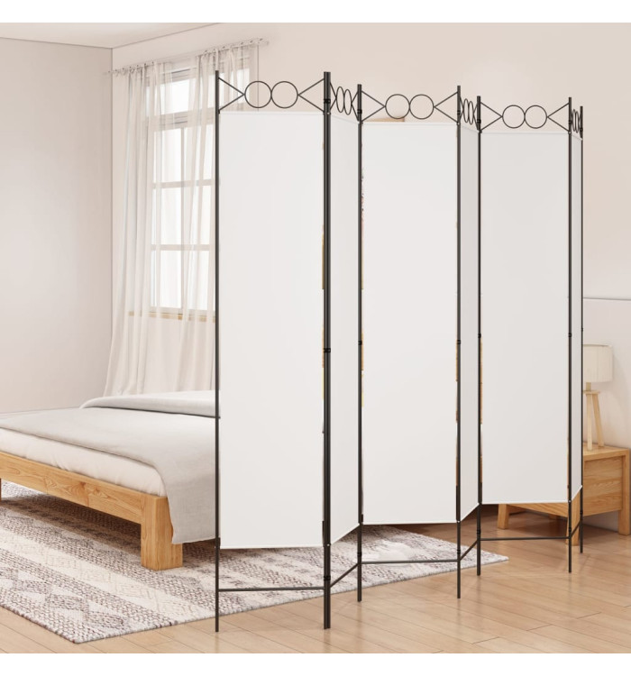 Cloison de séparation 6 panneaux Blanc 240x200 cm Tissu | Mobilier & Déco