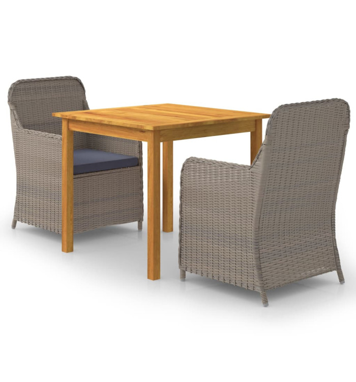 Ensemble à manger de jardin 3 pcs Marron | Mobilier & Déco