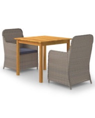 Ensemble à manger de jardin 3 pcs Marron | Mobilier & Déco