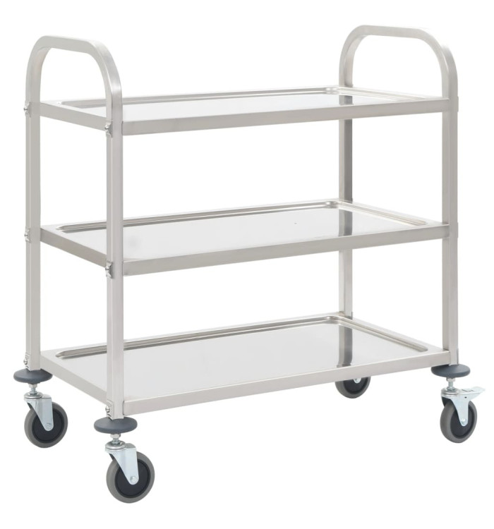 Chariot de cuisine à 3 niveaux 95x45x83,5 cm Acier inoxydable | Mobilier & Déco