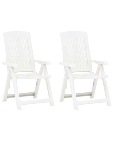 Chaises inclinables de jardin lot de 2 Plastique Blanc | Mobilier & Déco