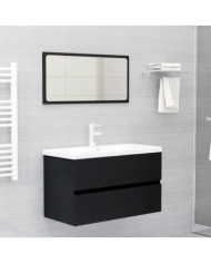 Meubles de salle de bain noir bois d'ingénierie | Mobilier & Déco