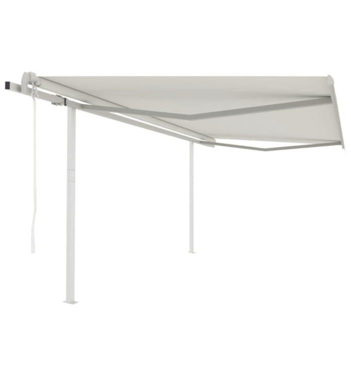 Auvent rétractable automatique avec poteaux 4,5x3 m Crème | Mobilier & Déco