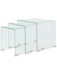 Ensemble de tables gigognes 3 Pièces Verre trempé Transparent | Mobilier & Déco