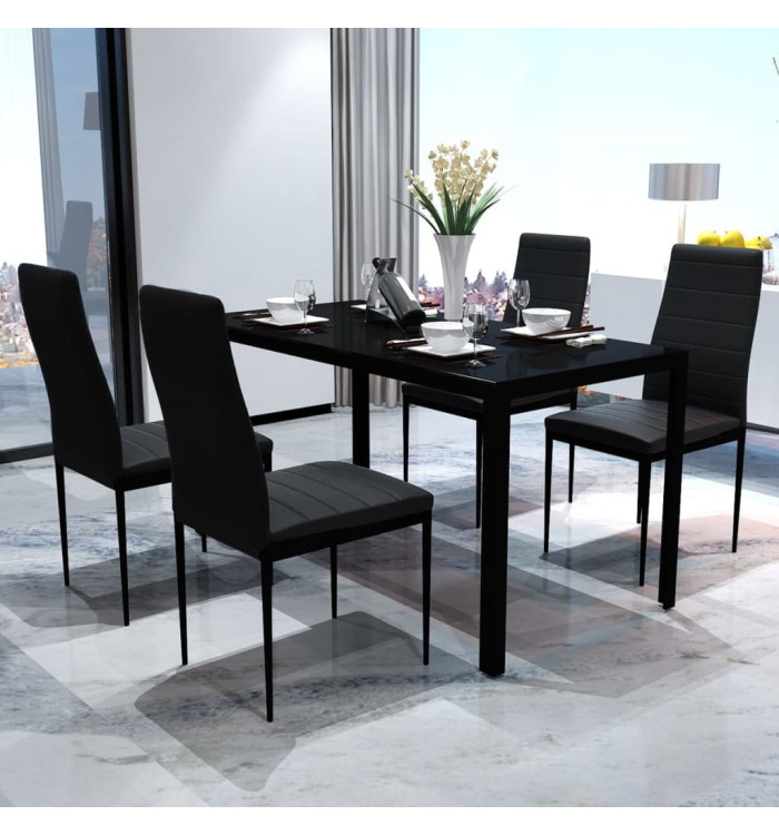 Ensemble de table pour salle à manger cinq pièces noir | Mobilier & Déco
