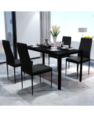 Ensemble de table pour salle à manger cinq pièces noir | Mobilier & Déco