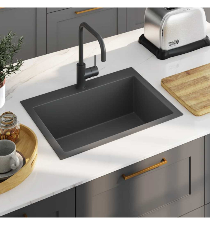 Évier de cuisine fait main Noir Acier inoxydable | Mobilier & Déco